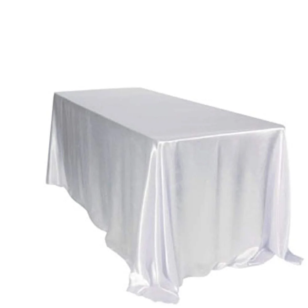 Rectangle Satin Tablecloth Wedding Table Cloth White Christmas Baby Shower Birthday Events Banquet Decor Dining Table Boda: 100*130cm