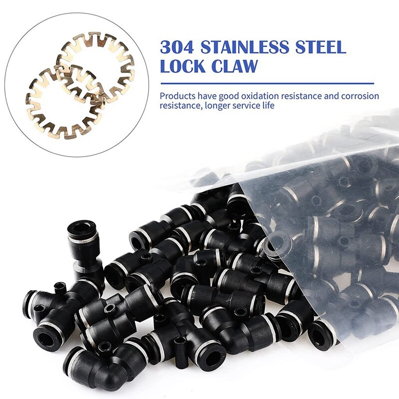 Push To Connect Fittings Air Line Pneumatic Fittings Kit 60 Pieces Quick Release Pneumatic Connectors Air Line Fittings