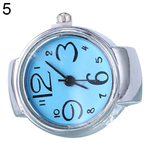 Women's Big Numbers Finger Ring Watch Elastic Band Quartz Watch Female Classic Flip Jewelry Mini Watch 손가락 반지 시계: Blue