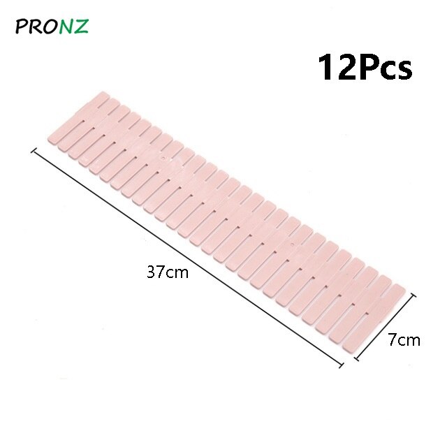 Drawer Organizer DIY Adjustable Storage Partition Board Plastic Drawer Divider Combination Partition Board Space-saving: 12Pcs--Light Pink