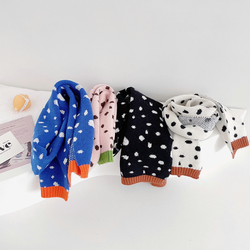 Moda coreana estilo estrangeiro leopardo impressão contraste cor cachecol de malha das crianças outono inverno meninos meninas bebê quente cachecóis