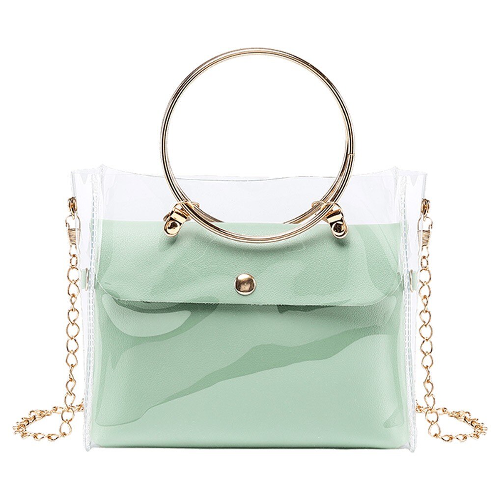 sac à main de luxe femmes Transparent sac seau clair PVC gelée petit sac à bandoulière femme chaîne bandoulière sacs de messager # YL5: green