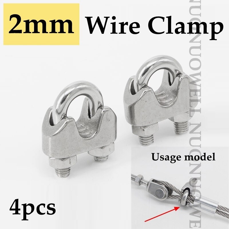 SS304 Installation Zubehör Sonnensegel Armaturen Halter Spannschloss Pulley Set Weichen Draht Seil Snap Haken Volle Ausrüstung: 2mm Clamp-4pcs
