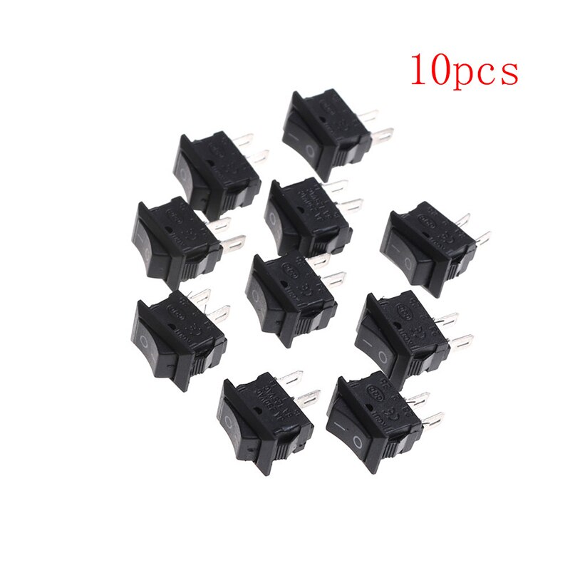 10Pcs Small Black Rocker Switch KCD1-11 250VAC/3A 6A 125V AC 2P Switches 10*15MM