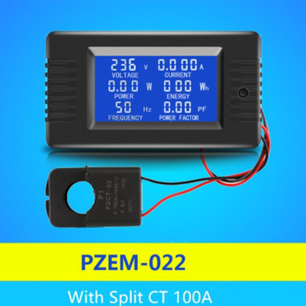 AC Voltmeter Ammeter Energy Frequency 6 in 1 Digital Power Smart Meter Gauge Electricity Voltage Watt Kwh 220V 5A, 10A, 100A: 022 Split