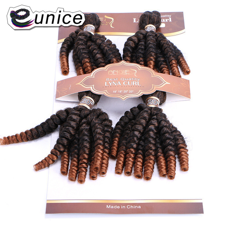 Paquetes de pelo rizado Eunice Funmi 4 unids/pack 18 18 20 20 pulgadas Color puro resistente al calor #2 #4 coser en extensiones de cabello sintético: FS1B / 30