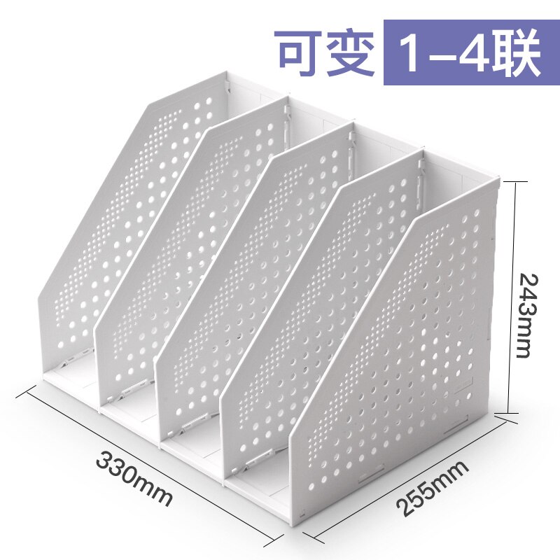 Folding File Box Book Stand Box Desk Scaling Desktop Vertical Simple Book Shelf Triple Document Shelf Book Clip shu kao simple: A-4 white