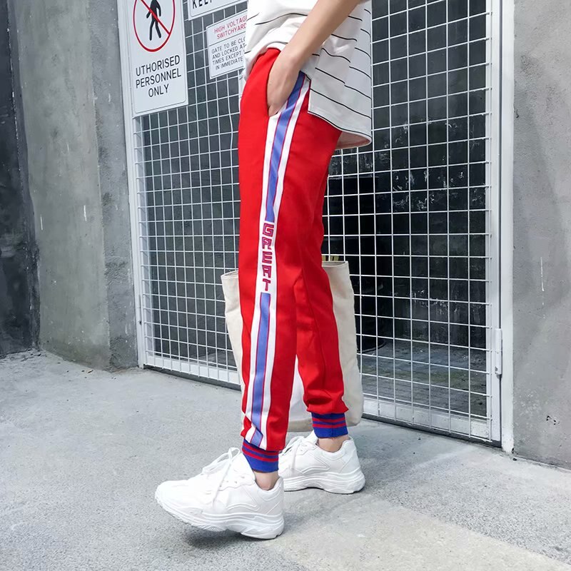 Casual streetwear bukser herre sidelommer cargo bukser mænd joggers casual bukser: Asiatisk størrelse xxxl / Rød