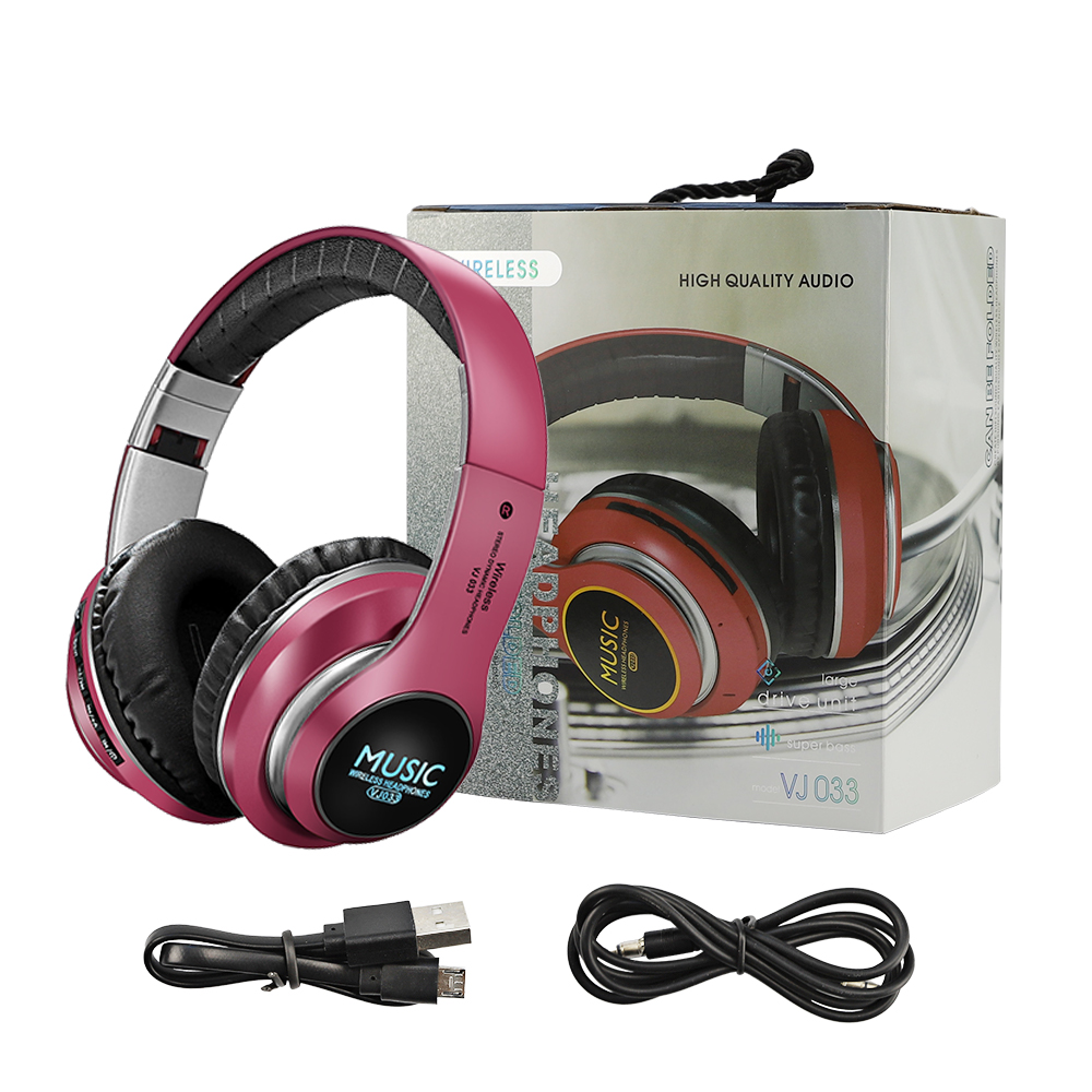 Portable Bluetooth Headphones HIFI Stereo Wireless Earphone Gaming Headsets Over-ear Noise Canceling With Mic Support TF Card: TD-T15-Y-Red