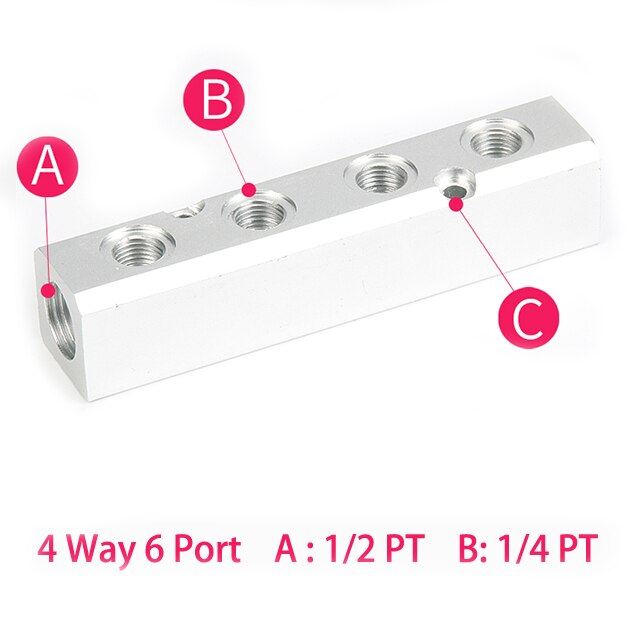 Aluminium Splitter 1/2 &quot;pt Gewinde Hafen 2 3 4 5 6 7 8 9 10 weg 1/4 Pneumatische Luft verteiler Verteiler Stecker: 4 Weg 6 Hafen