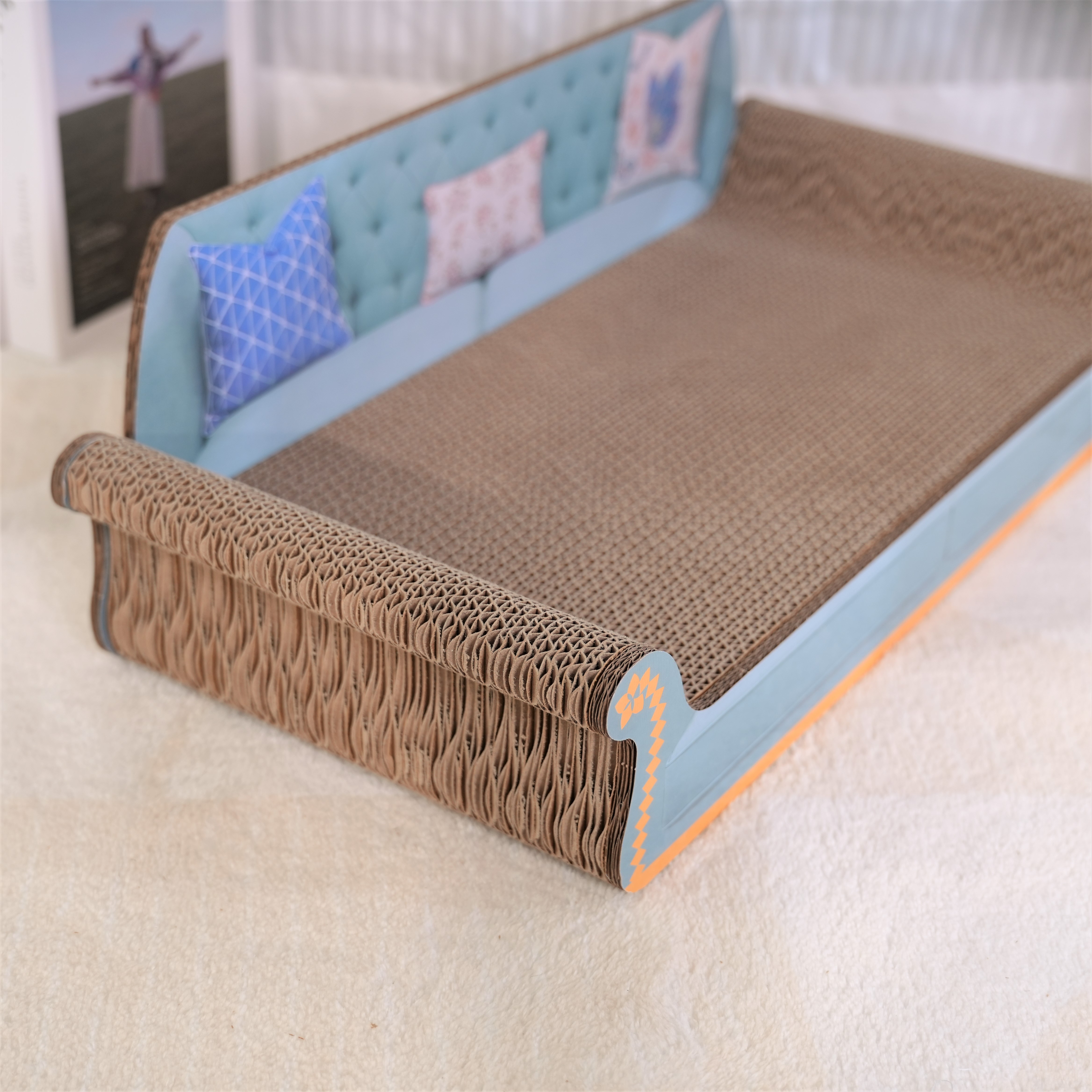 Bankvormig kattenkrabplankbed - 20 inch duurzaam golfkartonnen kat, modern stijlvol kattenbed, bescherm meubilair