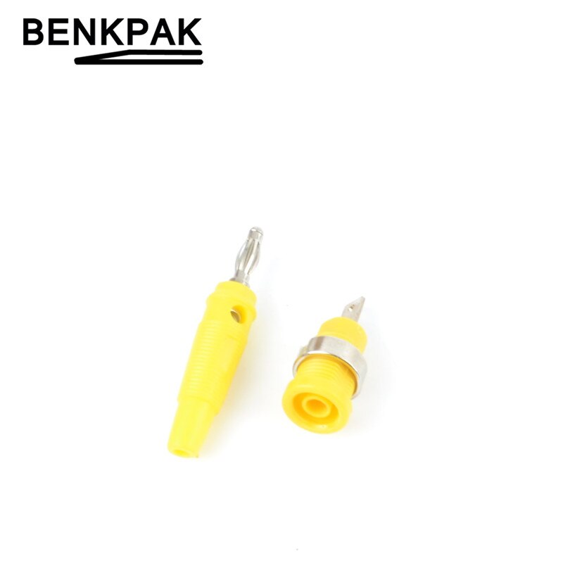 4mm aansluitpunten banaanstekker paneelmontage testprobe connector vrouwelijk + mannelijk: Geel