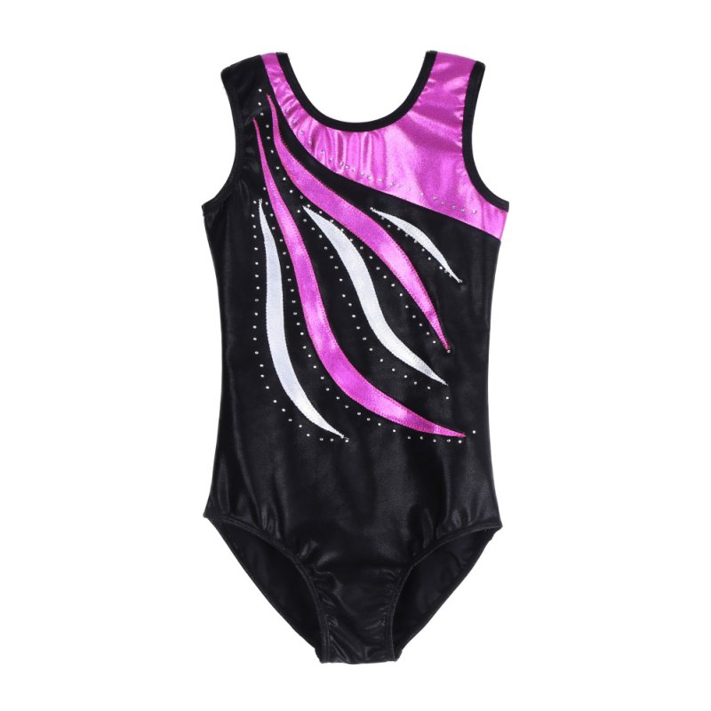 Gymnastics clothes girls high sleeveless radium color matching body suit ballet gymnastics dance dance practice clothes: Pink / 165cm