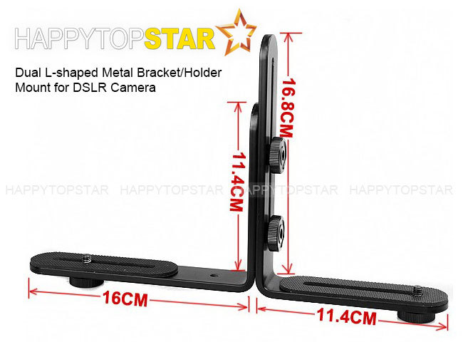 Double Double support/support en métal en forme de L pour appareil photo Canon caméscope caméra vidéo Speedlite Flash TTL support de lumière de cordon