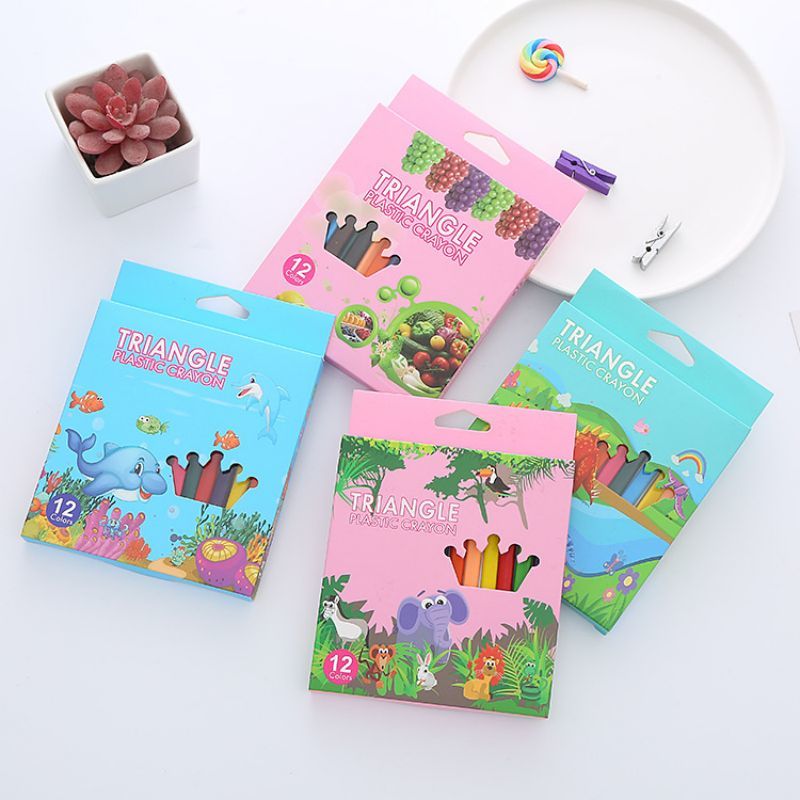 1 Juego de artículos de papelería lavables Lytwtw, dibujos animados, animales, frutas, material escolar, colores bonitos y encantadores, crayón para estudiantes