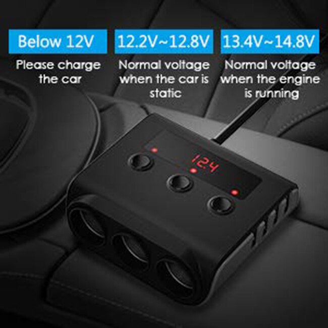 12V/24V voiture allume-cigare adaptateur 100W chargeur de voiture avec 4 Ports USB et 3 prises allume-cigare répartiteur de puissance, On/Off S