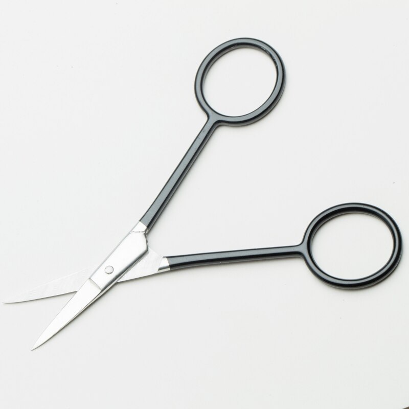 Black Makeup Scissors Stainless Steel Sharp/Tilted Tip With Piano Paint Handle Eyebrow Nose Hair Scissors Face Hair Removal Tool
