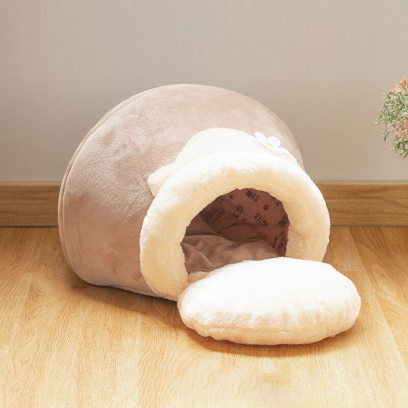Cama para gatos, cama de nido de abeja para gatos, cama cerrada plegable, Perrera de invierno, cálido nido, almohadilla de sueño reparador, cueva para cachorros de animales, suministros para mascotas: Honeypot color / S