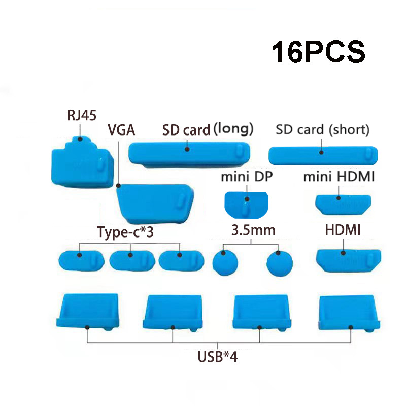 Prise Anti-poussière universelle pour ordinateur portable 16 pièces, bouchon de protection de pour ordinateur portable prise Anti-poussière Usb: Black