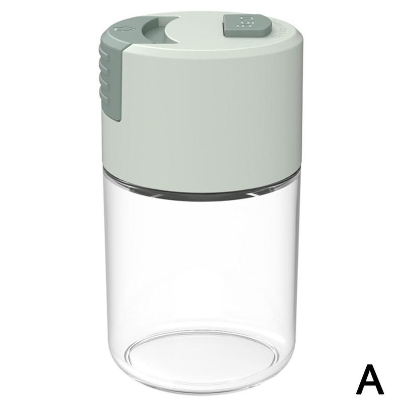 Push-type Salt Dispenser 5g Quantitative Spice Jar Seasoning Bottle Seasoning Spice Herb Storage Bottle Jars BBQ Cooking Tools: One-size green