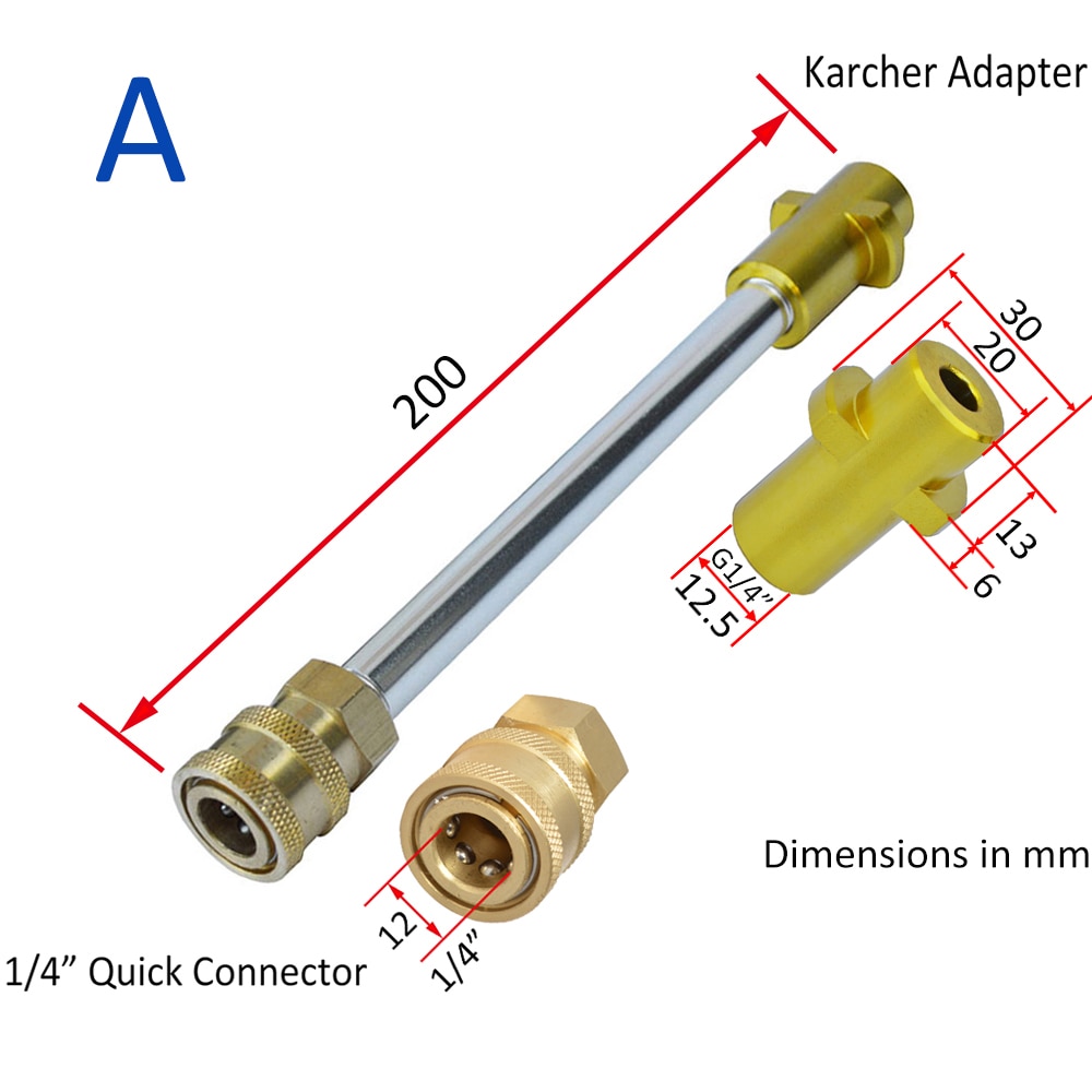 Pressure Washer Lance Car Washer Water Spray Wand Converting Lance Adpater for Karcher K Fitting to 1/4" Quick Connector