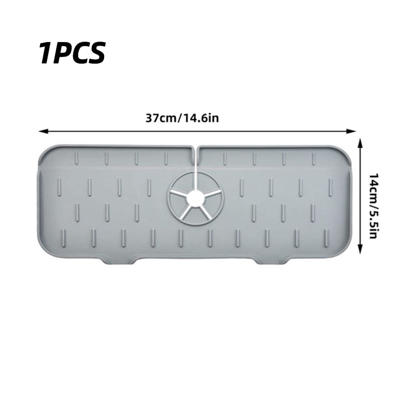 1PC Grey/Orange/Black 37X14CM Kitchen Faucet Absorbent Mat Sink Splash Guard Silicone Drainage Drying Pad Countertop Protection: Orange