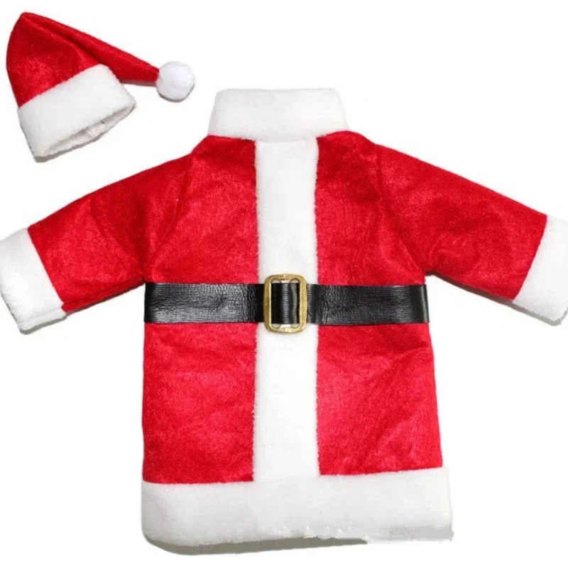 Set kerstversiering voor thuis rode wijnfleshoezen kleding met hoed nieuwjaar etentje decor navidad cadeau: Default Title