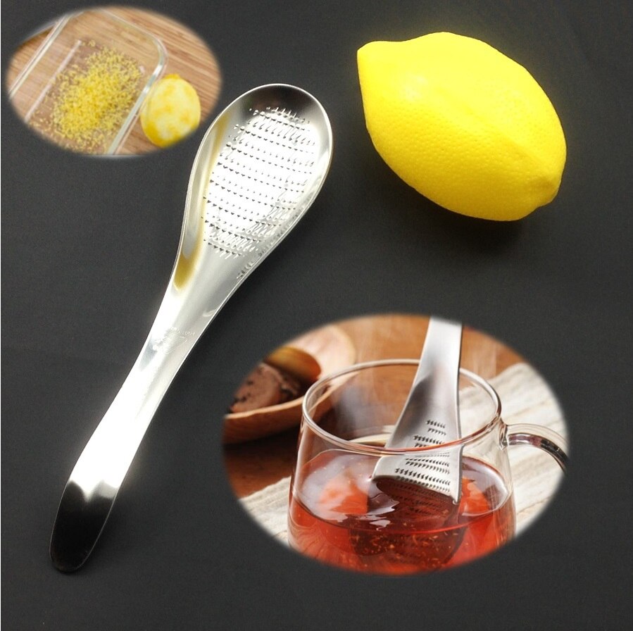 Stainless Steel Spoon Shape Lemon Zester Mixer Ginger Grater Wasabi Garlic Grinding Tools Cheese Grater Mixing Spoon