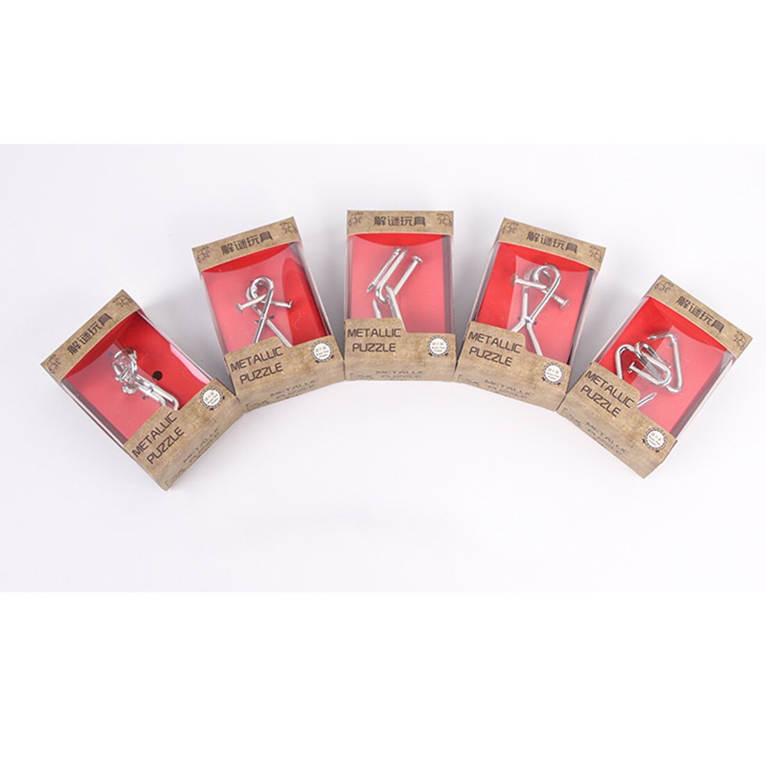 5-Piece Metal Brain Teaser Puzzle Set - 3D Unlock Interlocking Mind Games For Adults & Teens