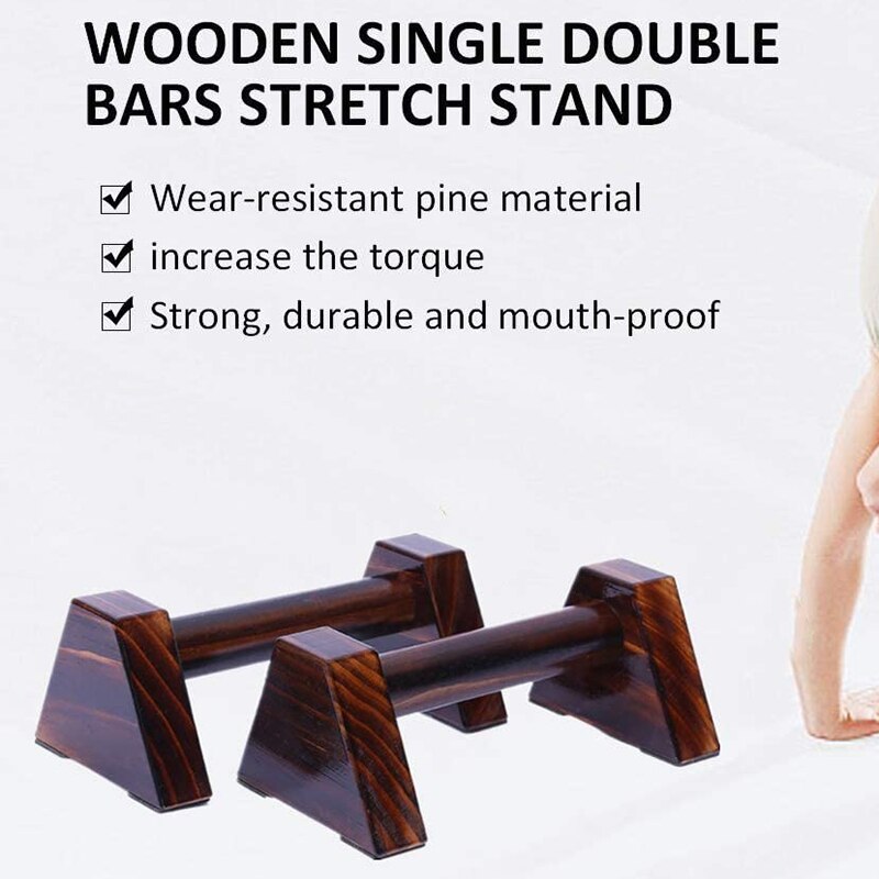 1 Pair of Wooden Push-Up Equipment Gymnastic Handstand Fitness Exercise Tool Men and Women Training Equipment