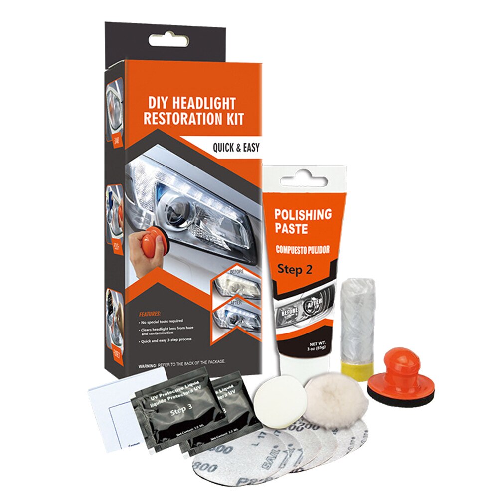 DIY Headlight Polishing Restoration Kit Headlamp Wash Brightener Repairing Car Care NR
