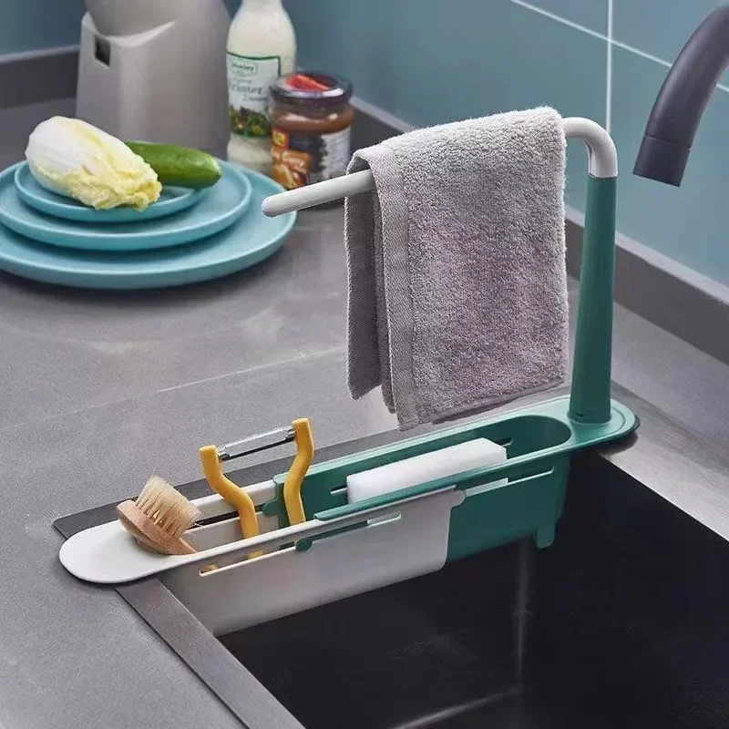 Gootsteen Afvoer Rack Opslag Mand Keuken Gadgets Telescopische Gootsteen Plank Gootstenen Organizer Zeep Spons Houder Accessoires Tool