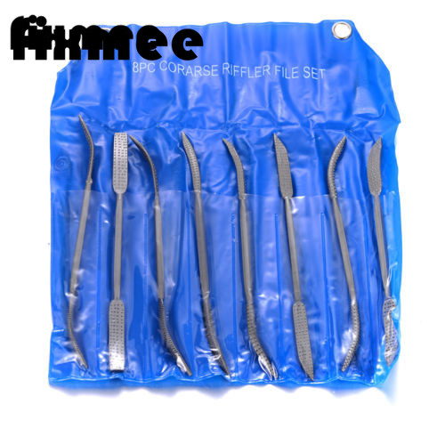 Râpe à bois pour fusil à Double extrémité, jeu de limes pour fusil grossier de 190mm avec pochette, 8 pièces