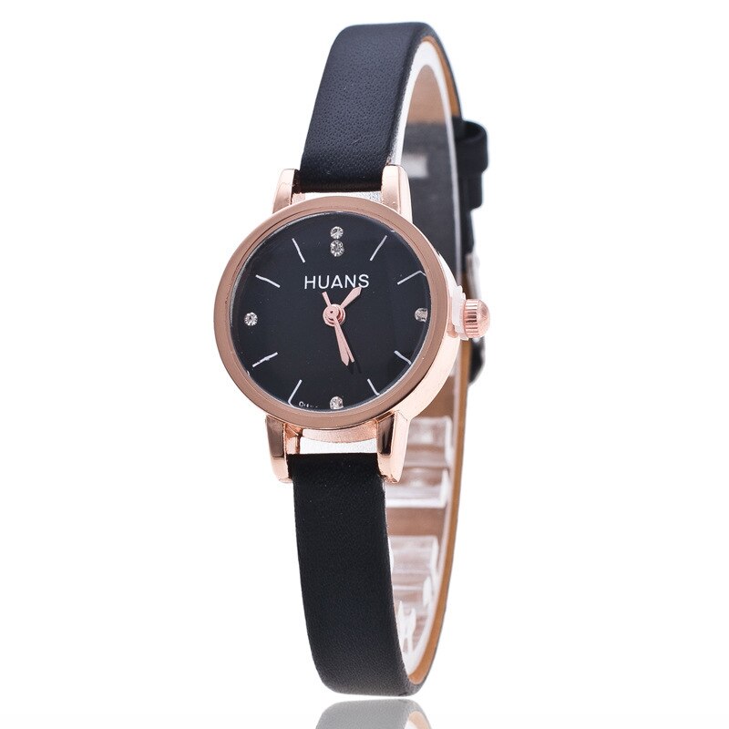 Damklocka dam enkel tunn läderrem kvartsklocka damarmbandsur relogio feminino montre relogio feminino mujer: D