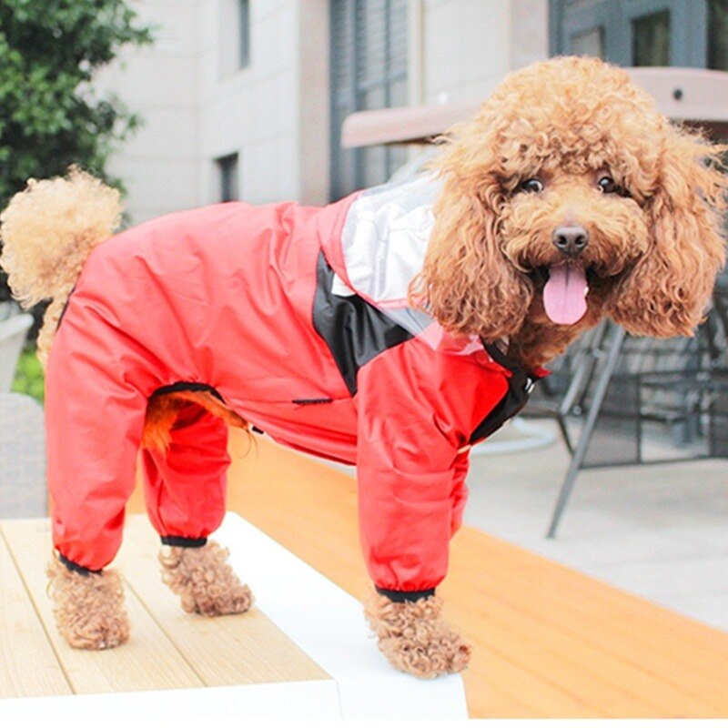Pet Dog Waterproof Raincoat Jumpsuit Reflective Rain Coat Hooded Waterproof Jackets Small Dog Outdoor Clothes Pet Supplies: Red / 4XL