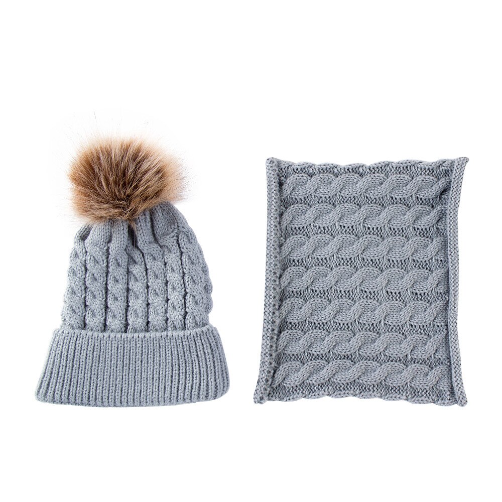 Baby winter hat 2Pcs Toddler Baby Girls Boys Winter Warm Knitted Beanie Cap+Scarf Keep Warm Set photography props Knitted hat