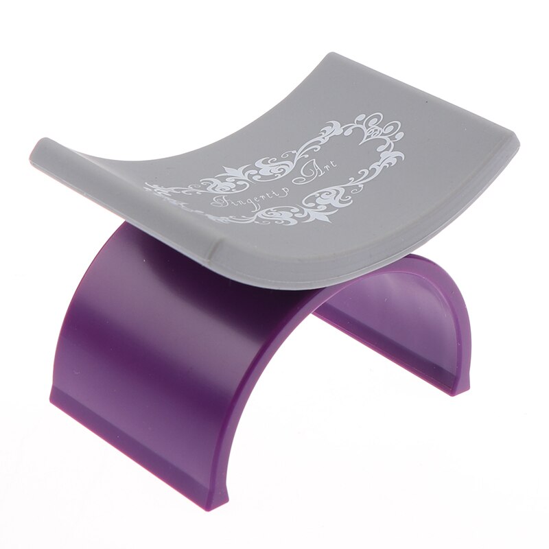 1Pcs U Vorm Plastic & Siliconen Kussen Kussen Salon Hand Houder Pad Nail Art Arm Rest: Paars