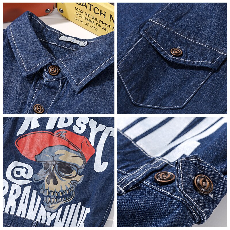 Jeans jumpsuit kortärmad herr one piece overall punk skull print herr jeansbyxor jumpsuits sommar herr set