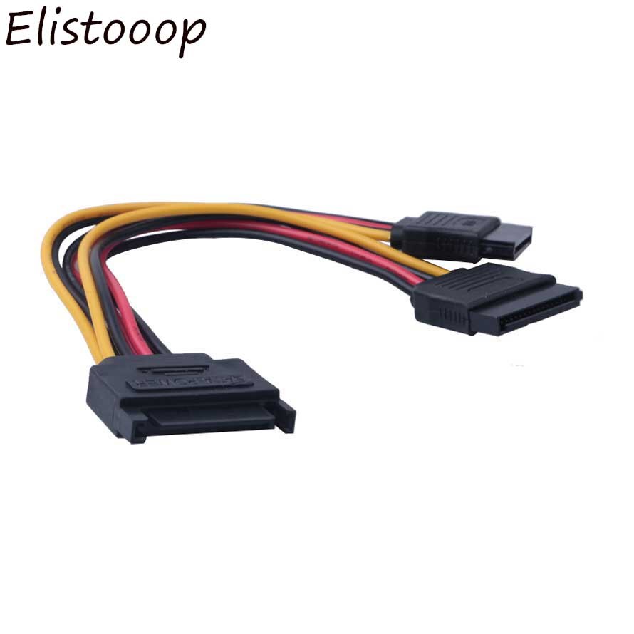 15Pin SATA Male To 2 Female Power HDD Y Splitter Connector Power Cable for PC Computer HDD Hard Disk Splitter