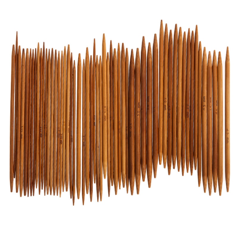 55 kpl bambu neulepuikot puiset virkkuukoukut kaksikärkiset hiiltyneet bambupuikot neulepusero kudottu askartelu 11 kokoa 13cm