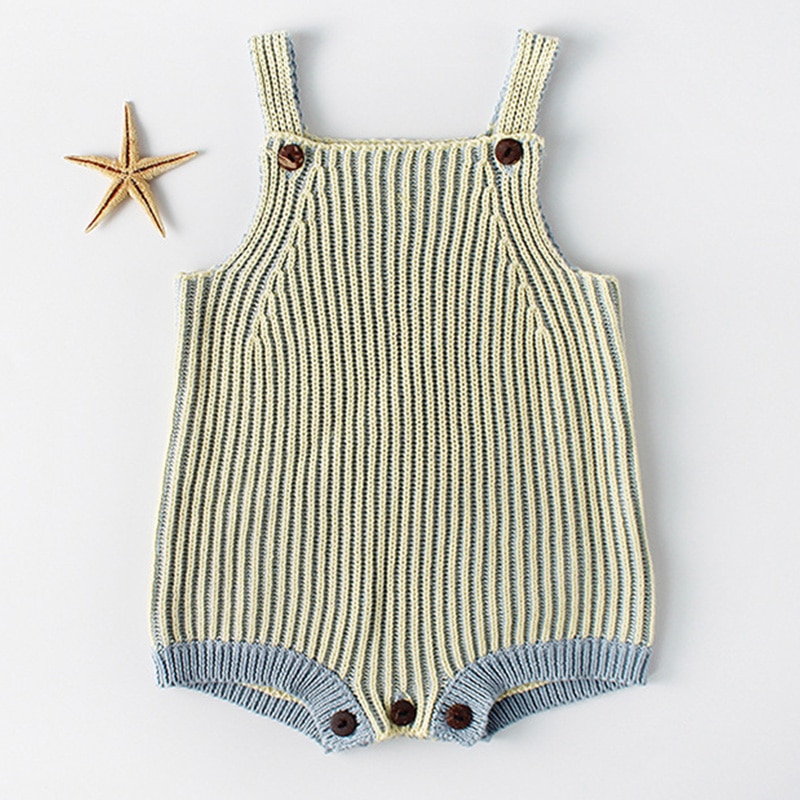 Style Baby Jumpsuit Fall/Winter Toddler Girl Striped Woolen Sweater Kids Knitted Romper 0-18M