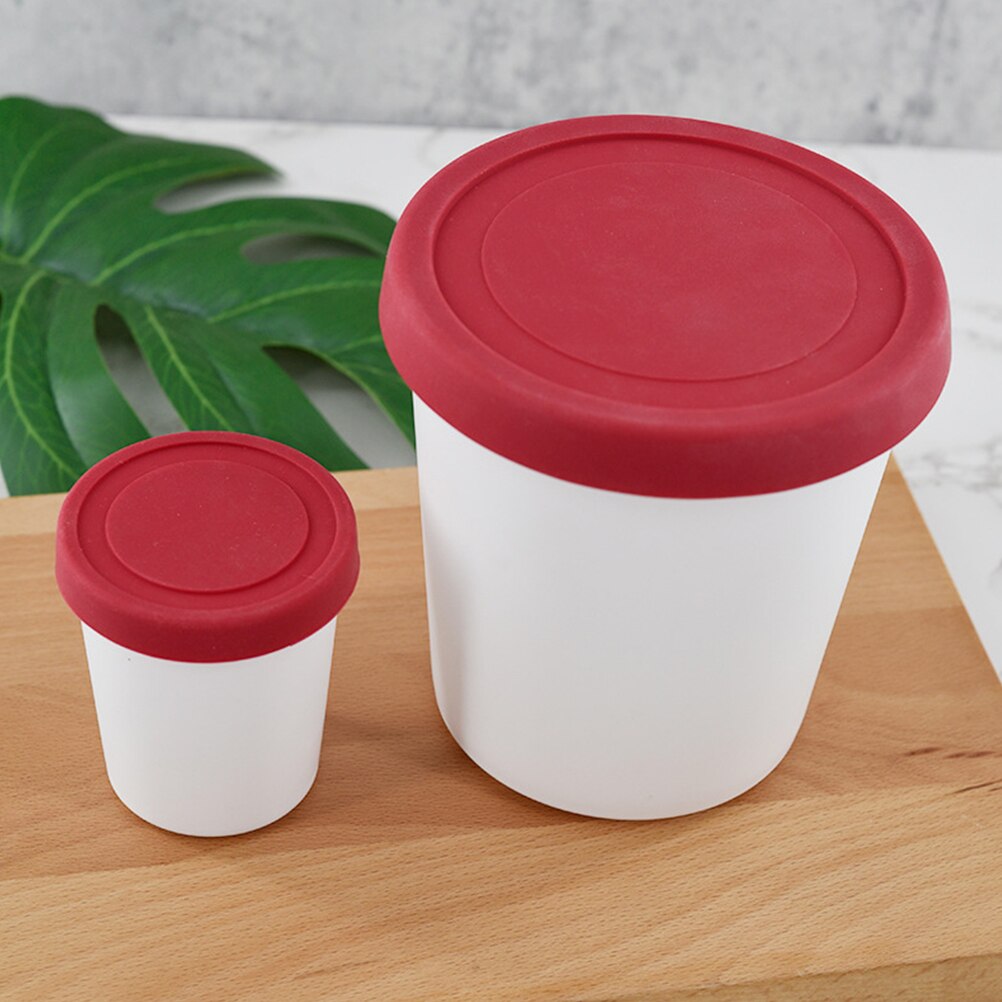 2pcs Ice Cream Freezer Storage Container Round Dessert Cups Ice Cream Holders