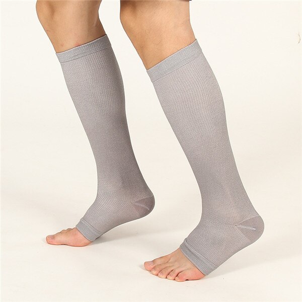 2 Stuks Ademende Compressie Kousen Knie Hoge Open Teen Ondersteuning Kousen 18-21Mm Voor Mannen Vrouwen: H / S/M