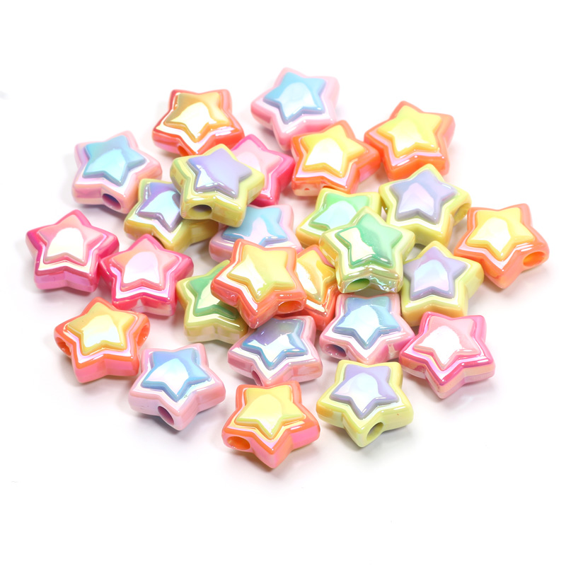 10pcs 17mm AB Star Beads UV Pentagram Acrylic Beads For Jewelry Making Diy Bracelet Phone Chain Keychain Handmade Accessories