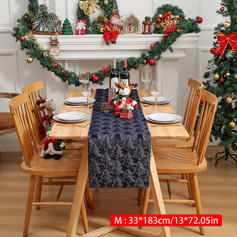 ​ kerstbomen zachte pluche tafelloper voor binnen buiten thuis party decor keuken eettafel.