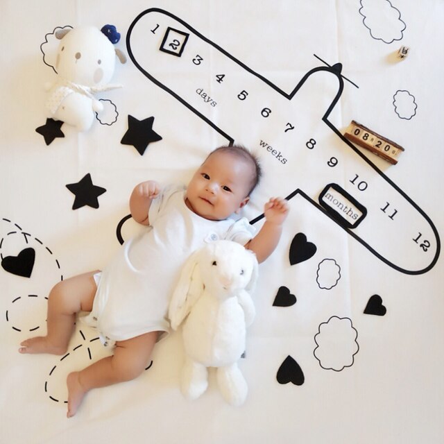 Baby baby milepæl teppe foto fotografering prop tepper bakgrunn klut kalender bebe gutt jente foto tilbehør 100 x 100cm: Ef -09