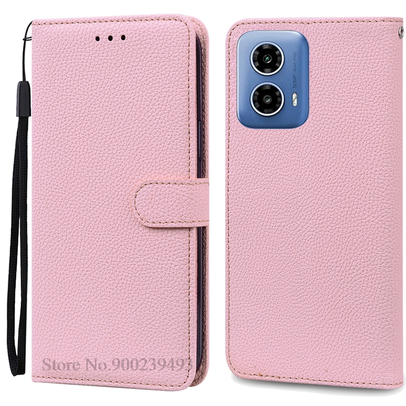 For Motorola G04 Case Leather Wallet Flip Phone Case For Moto G04 Case Book Cover For Motorola Moto G04 Case Cover Fundas Shell: Brown