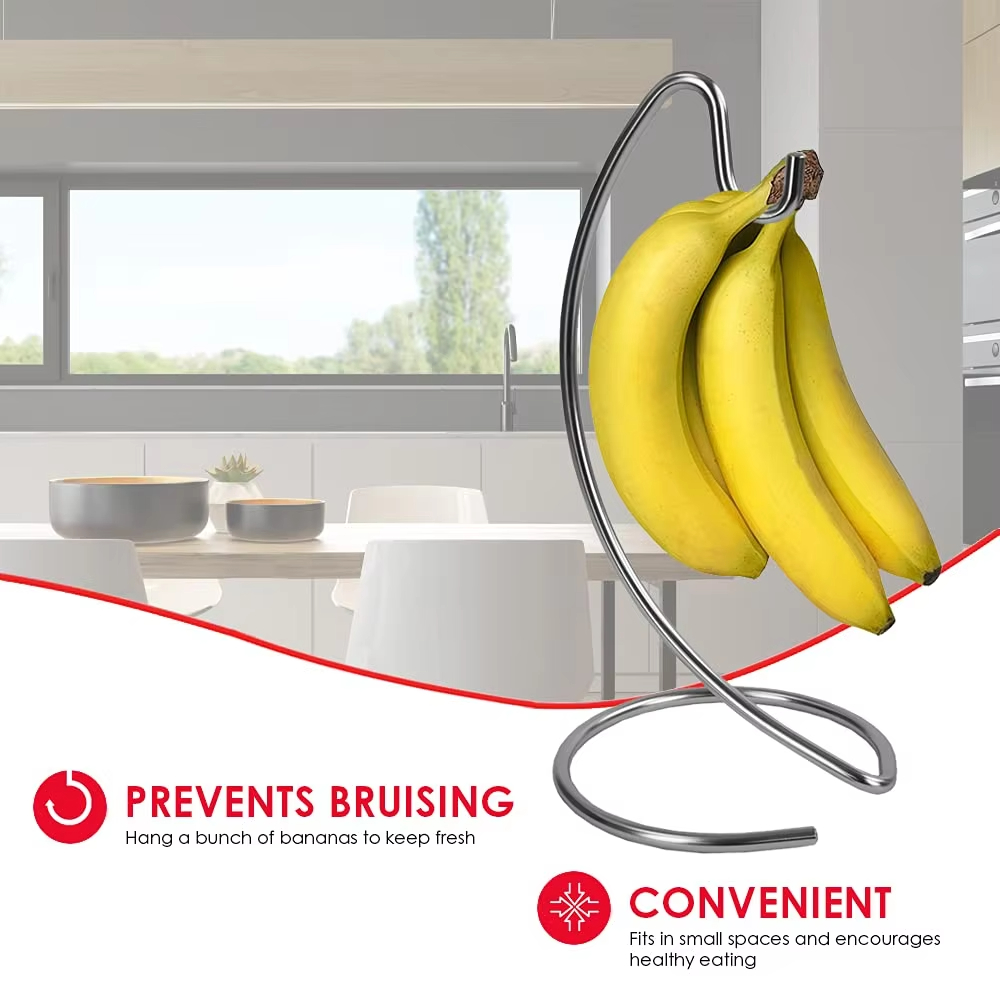 1PCS Modern Banana Hanger-Fruit Tree Stand with Stainless Steel Hook to Keep Bananas Fresh for Kitchen Countertop Food Storage