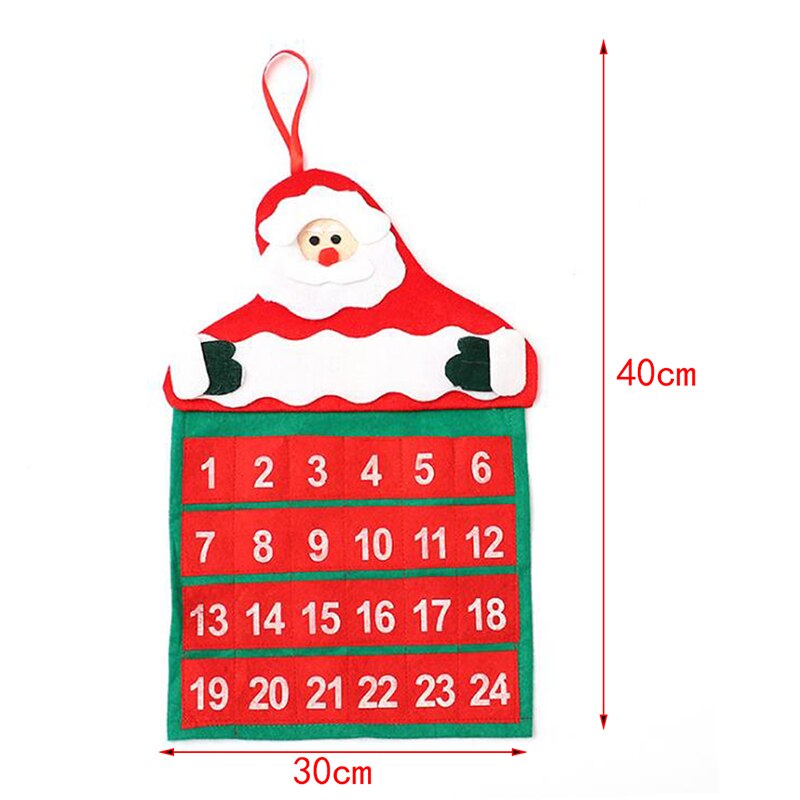 1pc Christmas Advent Calendar Santa Claus Snowman Elk With Cloth Hooks Decoration