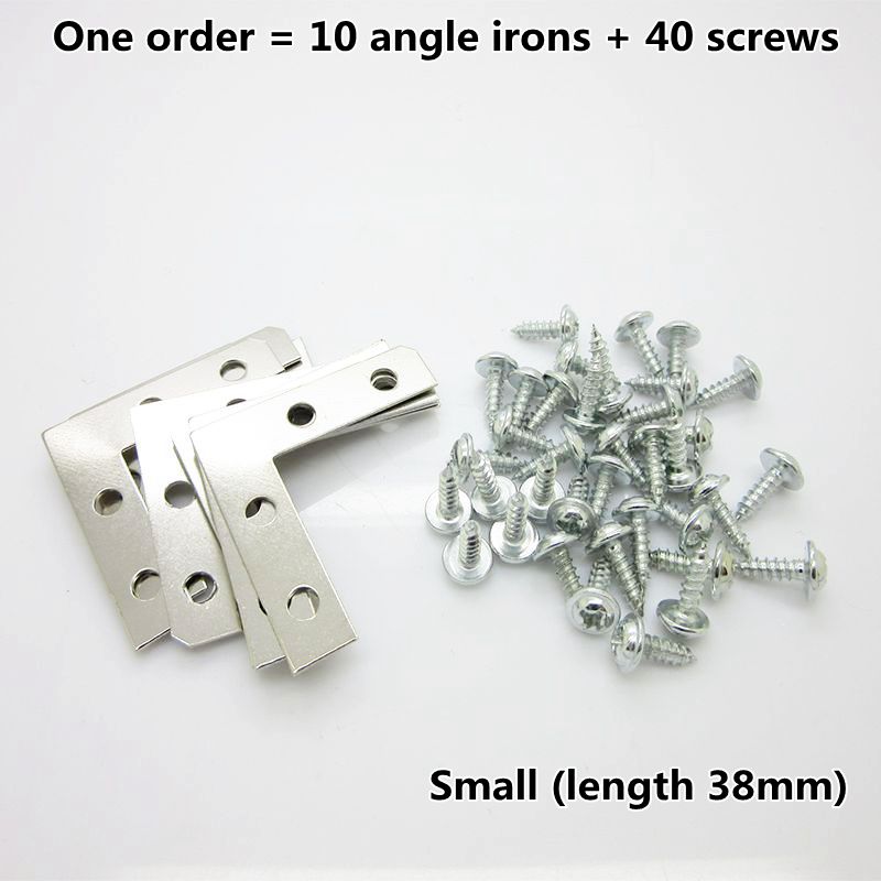 10 L-shaped Flat Corner Furniture Accessories Fixtures Frame Angle Iron 90 Degree Angle Iron For Fixing The Edge Of The Frame: small (Silver)